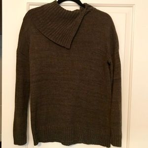 Olive Fold-Over Turtleneck Sweater